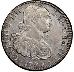 eight reales coin obverse