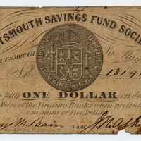 Portsmouth Savings Fund Society, Virginia, Portsmouth, 1861, 1 dollar