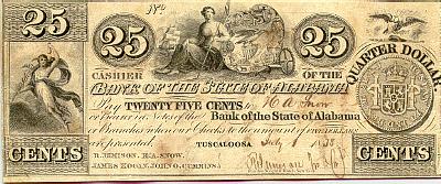 Bank of the State of Alabama 25 cents