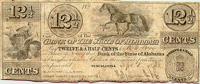 Bank of the State of Alabama 12 1/2 cents